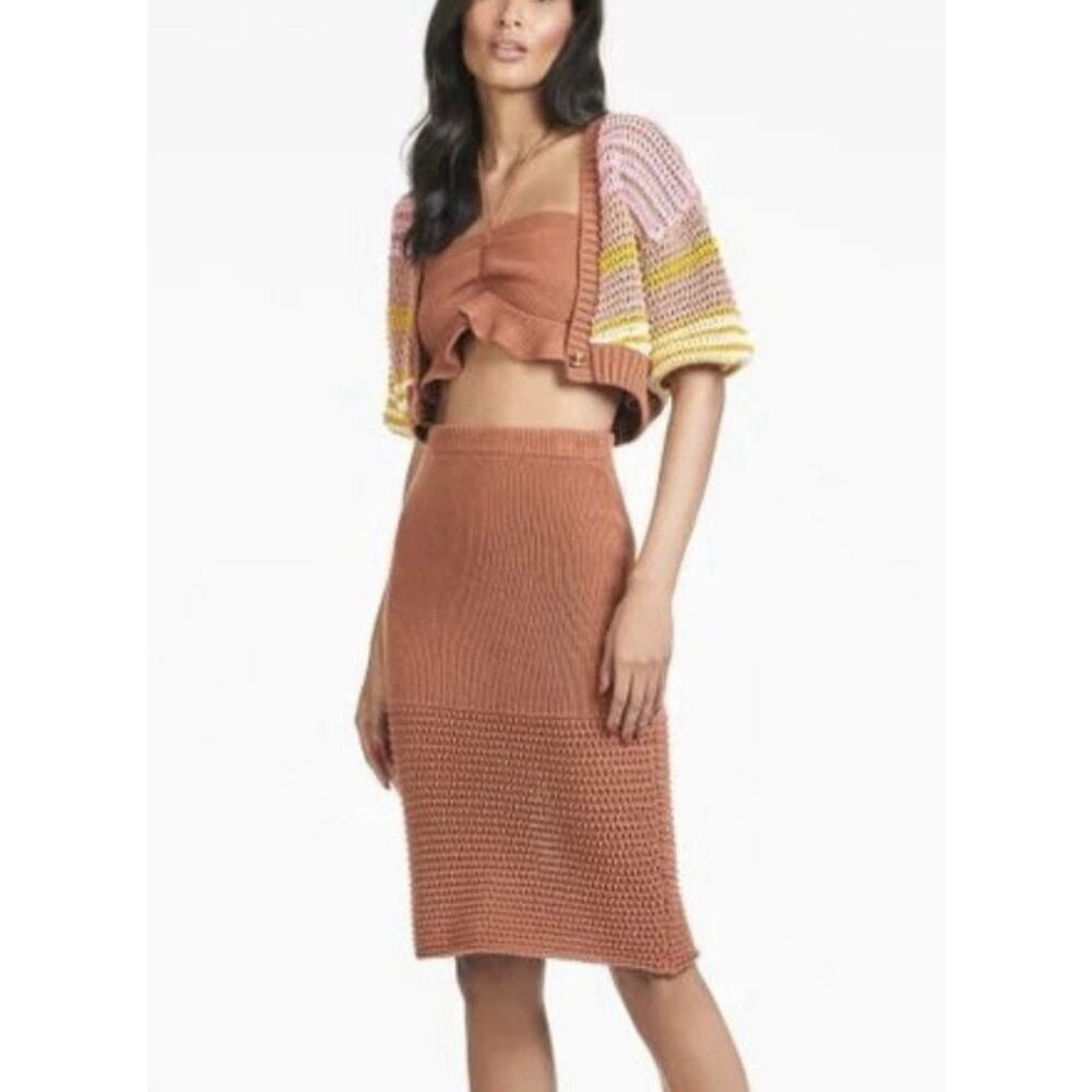 NWT Sachin Babi Stripe Crochet Knit “Penny” Crop Cardigan Sweater Size M